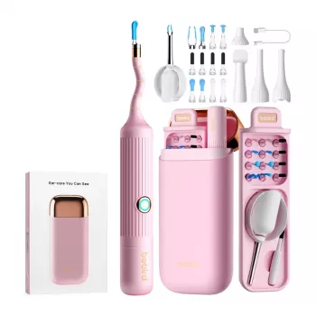 BEBIRD EarSight Plus roze 5MP WLAN-otoscoop met 6-assige gyroscoop, IP67-lens, USB-C