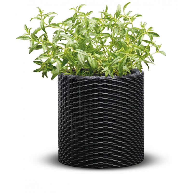 KETER 29197833939 cilinder plantenbak grijs 12L duurzame bloempot van hars met drainage