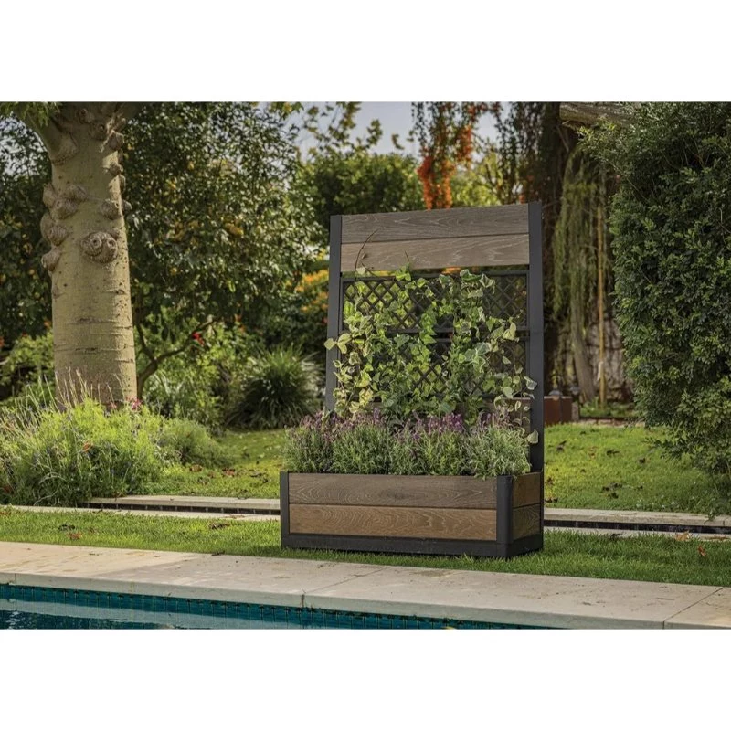 KETER Deco Tulip 110L 2-Rhombus walnoot mesh bloempot