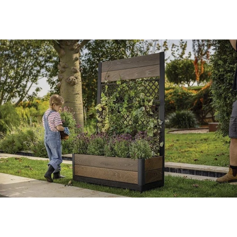 KETER Deco Tulip 110L 2-Rhombus walnoot mesh bloempot
