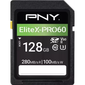 PNY EliteX-PRO60 flashgeheugenkaart 128GB Video Class V60 UHS-II U3 Class10 MicroSDXC