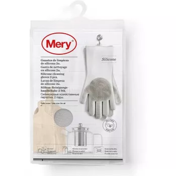 MERY siliconen schoonmaakhandschoenen 2 stuks 34,5x15,5x2,6cm lichtgrijs