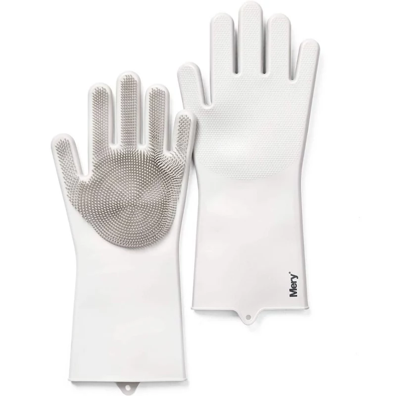 MERY siliconen schoonmaakhandschoenen 2 stuks 34,5x15,5x2,6cm lichtgrijs