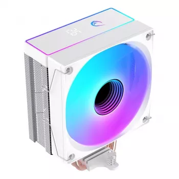 Rampage Octagon B70 CPU-luchtkoeler, 120 mm ARGB, temperatuurweergave, wit