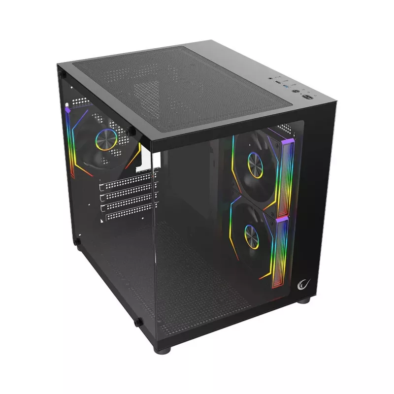 Rampage LUMID pc-behuizing M-ATX 3x ventilator ARGB zwart