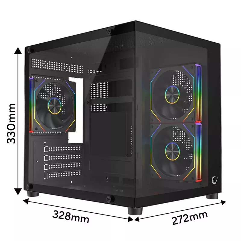 Rampage LUMID pc-behuizing M-ATX 3x ventilator ARGB zwart