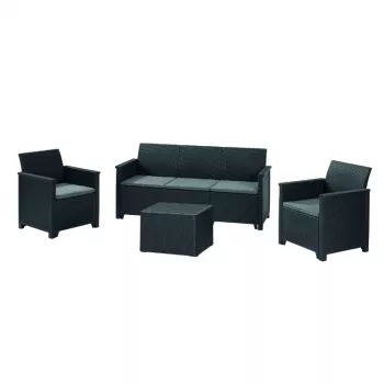 KETER tuinmeubelset Elodie 5-zitter met tafel/opbergbox grijs