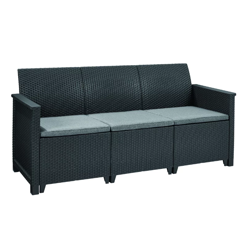 KETER tuinmeubelset Elodie 5-zitter met tafel/opbergbox grijs