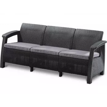 KETER Corfu Love Seat Max drievoudige tuinbank grijs