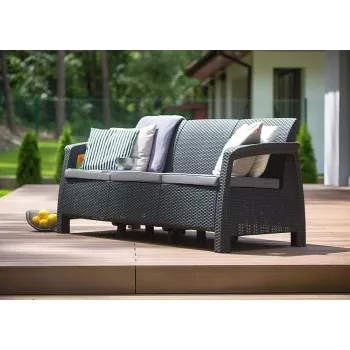 KETER Corfu Love Seat Max drievoudige tuinbank grijs