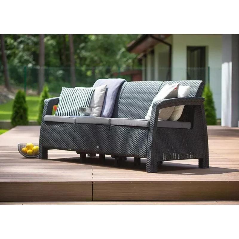 KETER Corfu Love Seat Max drievoudige tuinbank grijs