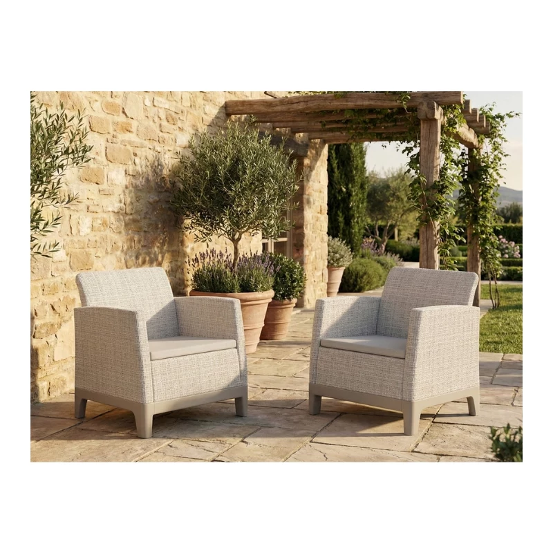 KETER tuinstoelen 2 stuks Scandi Form licht kiezelgrijs/lichtbeige