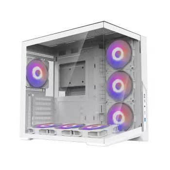 Zalman D40 White ATX Mid-Tower-behuizing met 7 ARGB-ventilatoren en gehard glas