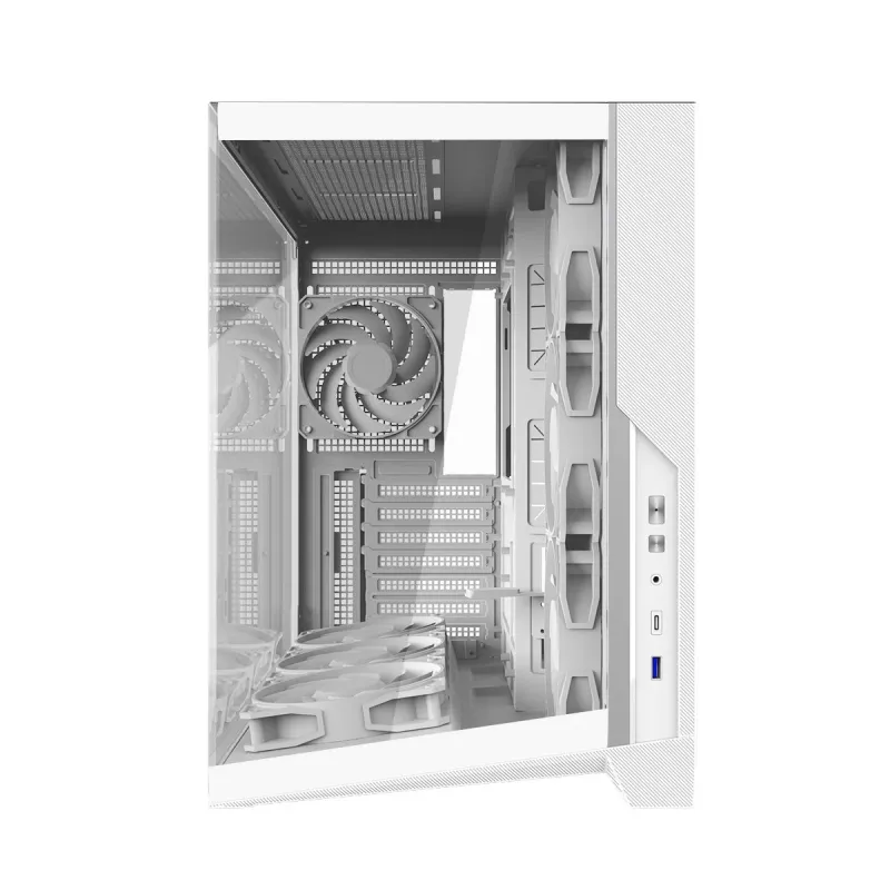 Zalman D40 White ATX Mid-Tower-behuizing met 7 ARGB-ventilatoren en gehard glas