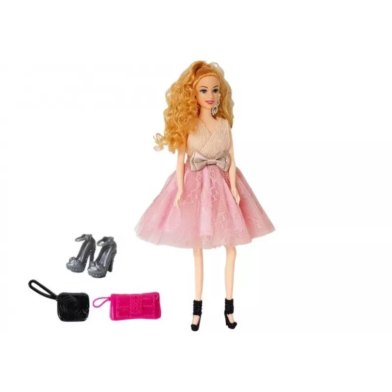 LEAN TOYS modepop, blond 28 cm, handtas, high heels