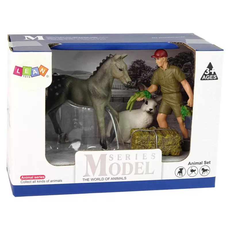 LEAN TOYS dierfiguren-set paard grijze haas boer