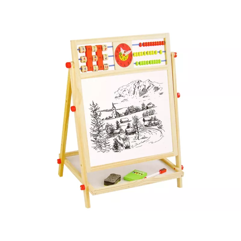 LEAN TOYS houten dienblad 2in1 abacus krijt stift