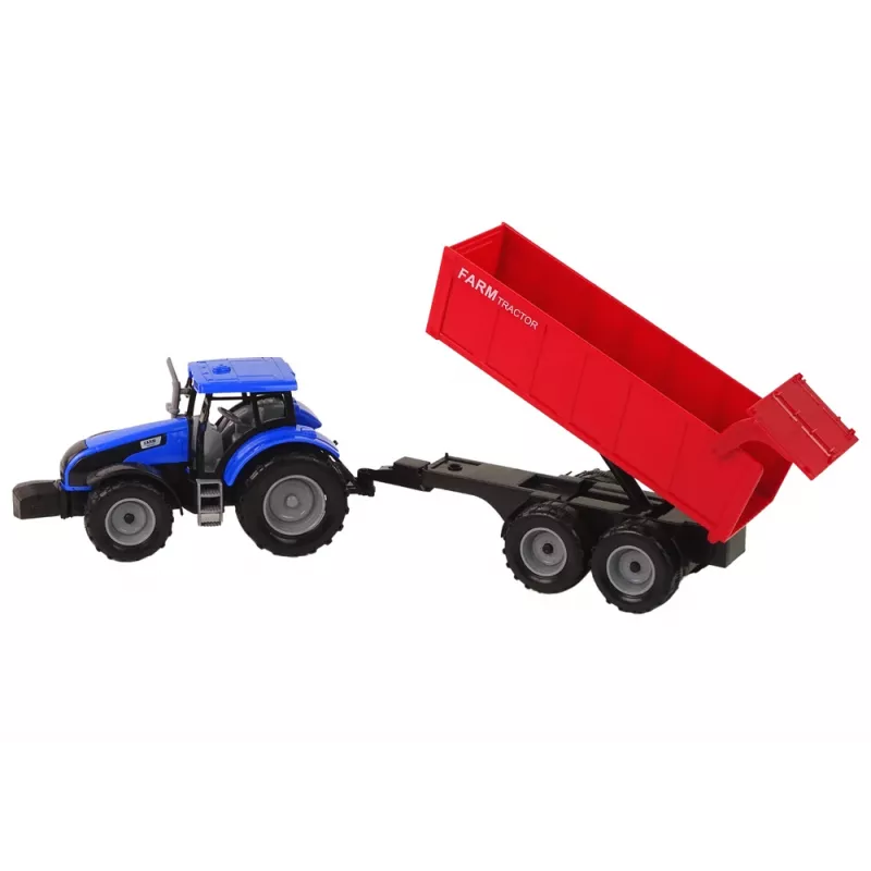 LEAN TOYS tractor met aanhanger landbouwvoertuig boerderij blauw