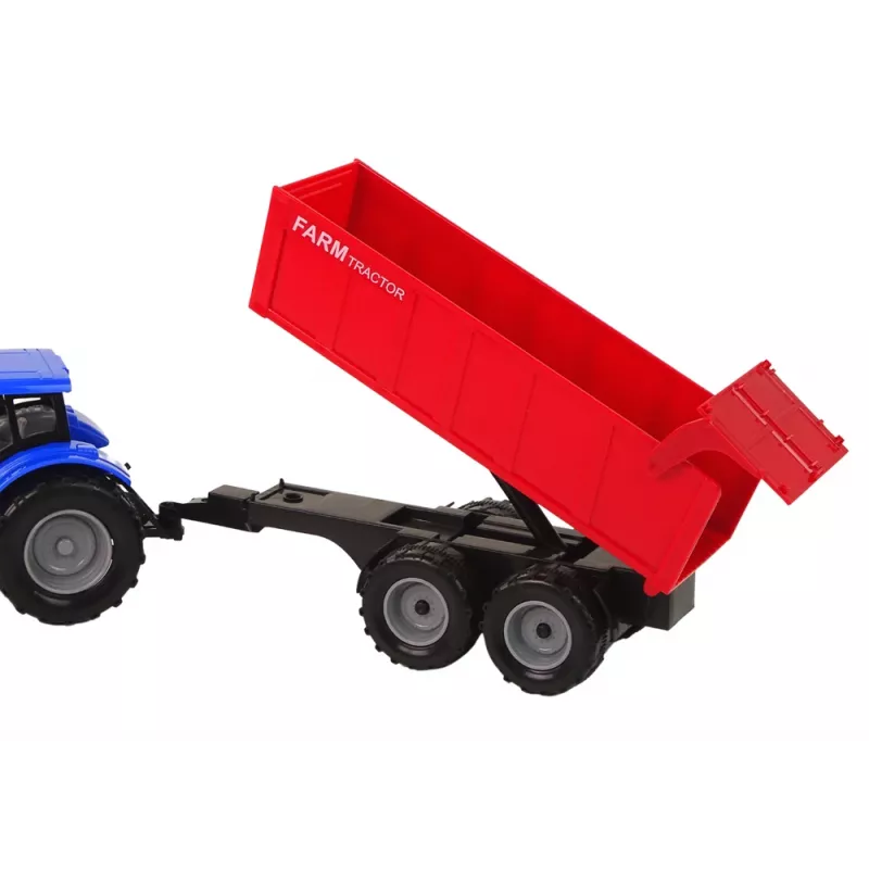 LEAN TOYS tractor met aanhanger landbouwvoertuig boerderij blauw