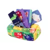 LEAN TOYS zachte tissuebox met 6 stoffen en 3 ritselende kleurrijke doeken