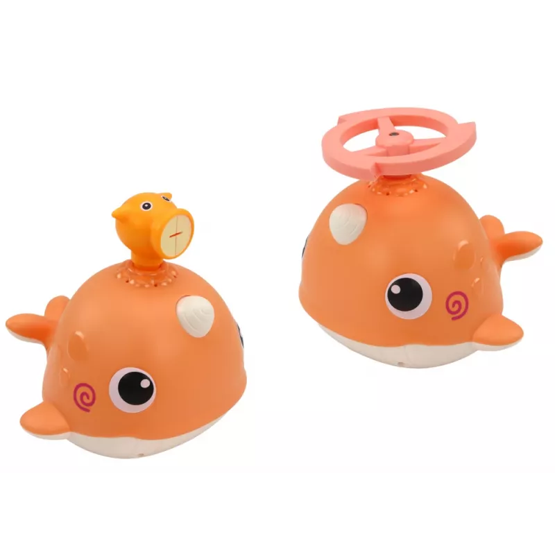 LEAN TOYS walvis badspeelgoed 3 tuiten oranje