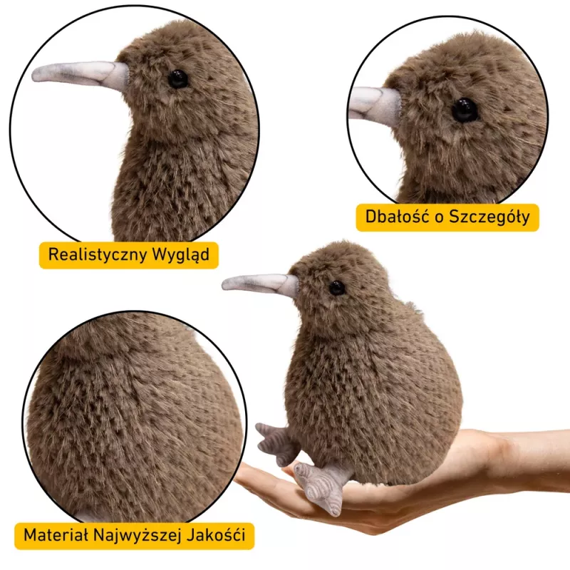 LEAN TOYS pluche kiwi vogel pluche dier mascotte knuffel donkerbruin 25cm