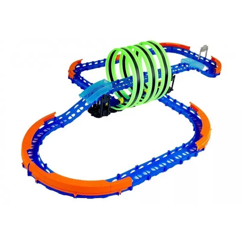LEAN TOYS racebaan die in het donker oplicht, met loops en op afstand bestuurbare auto