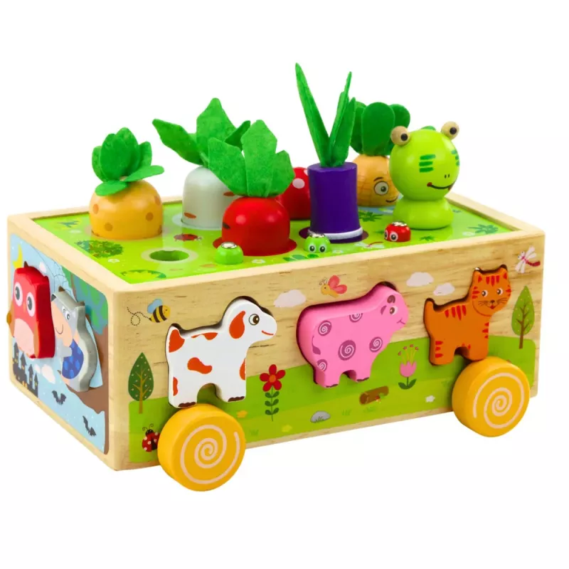 LEAN TOYS houten puzzel Happy Farm magnetische worm-sorteerder