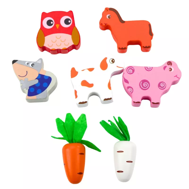 LEAN TOYS houten puzzel Happy Farm magnetische worm-sorteerder