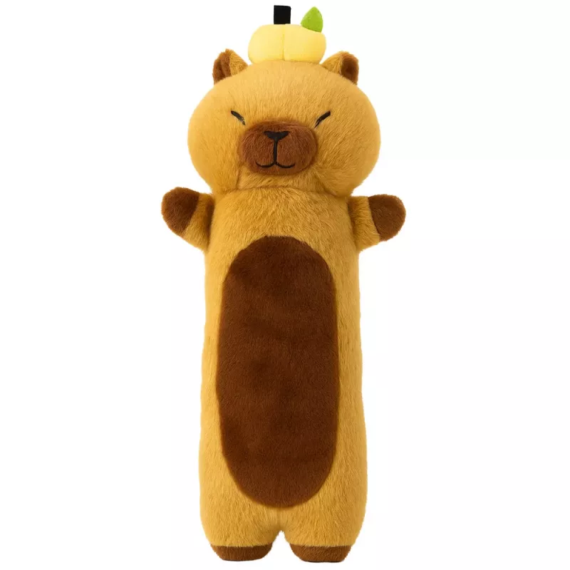 LEAN TOYS Pluche capybara mascotte met fruit langwerpig kussen bruin 45cm
