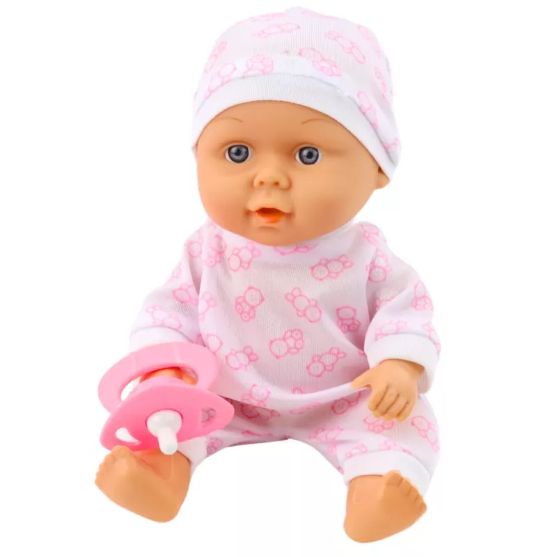 LEAN TOYS Babypop in draagtas met pyjama, muts en speen, roze