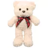 LEAN TOYS Pluche mascotte knuffel teddybeer met strik wit 30cm