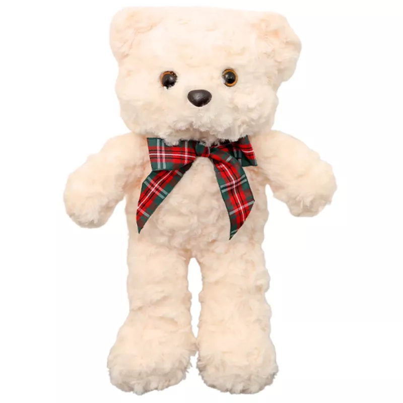 LEAN TOYS Pluche mascotte knuffel teddybeer met strik wit 30cm