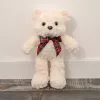 LEAN TOYS Pluche mascotte knuffel teddybeer met strik wit 30cm
