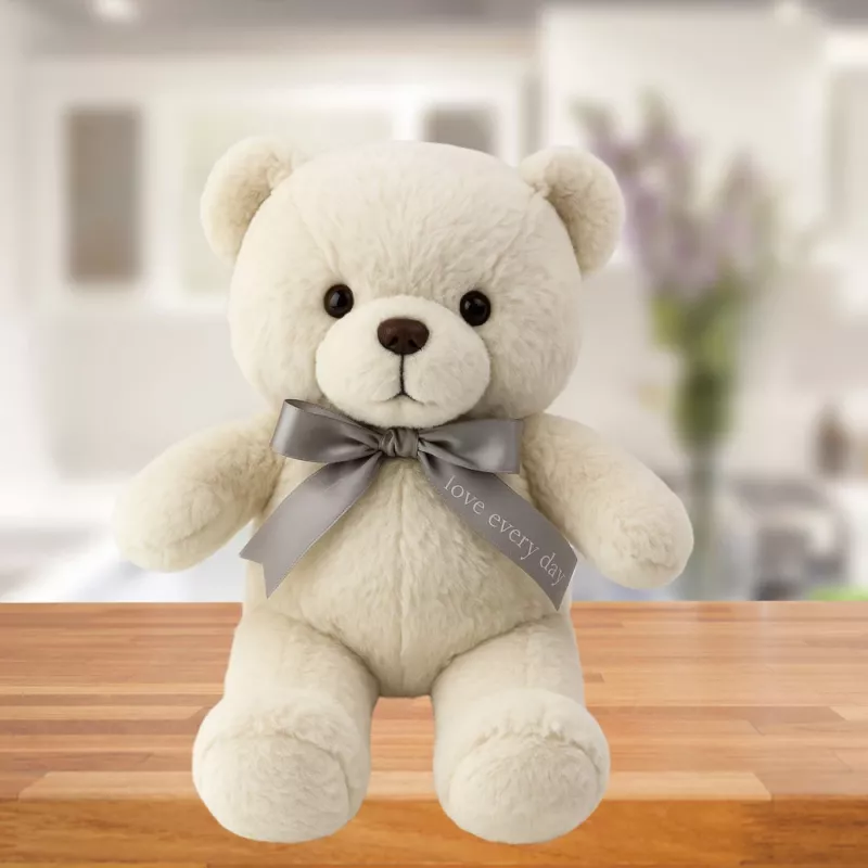 LEAN TOYS Pluche mascotte knuffel teddybeer met strik Happy Every Day wit 55cm