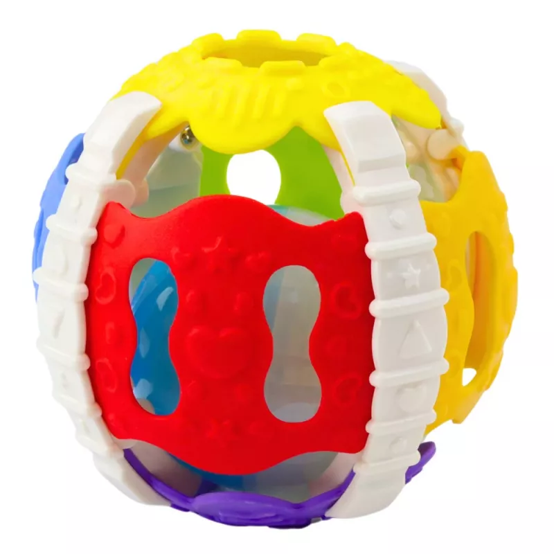 LEAN TOYS Sensorische bal voor baby's van rubber met licht en geluiden, bont