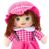 LEAN TOYS Stoffen pop knuffel ruitjurk roze 35 cm