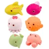 LEAN TOYS Set van 6 leerzame rubberen zeedieren om te badderen en spelen.