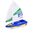 LEAN TOYS Zeilboot waterboot op batterijen turbineaandrijving blauw