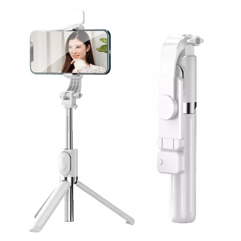 LEAN Selfiestick-statief met Bluetooth-afstandsbediening en telefoonhouder ZS8 wit