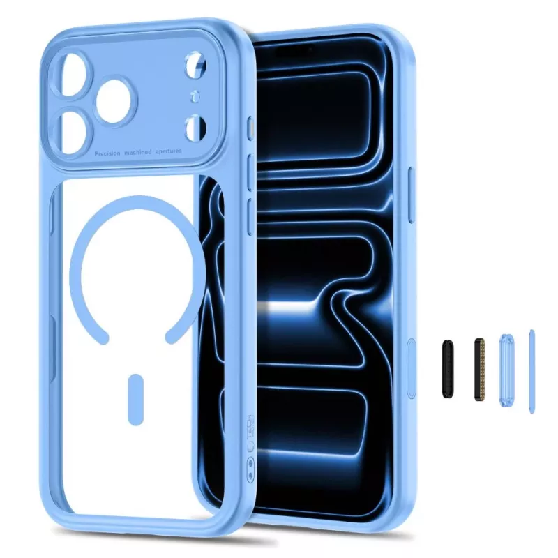 TECH-PROTECT MAGPEAK MAGSAFE CC IPHONE 17 PRO / 18 PRO LICHTBLAUW/TRANSPARANT