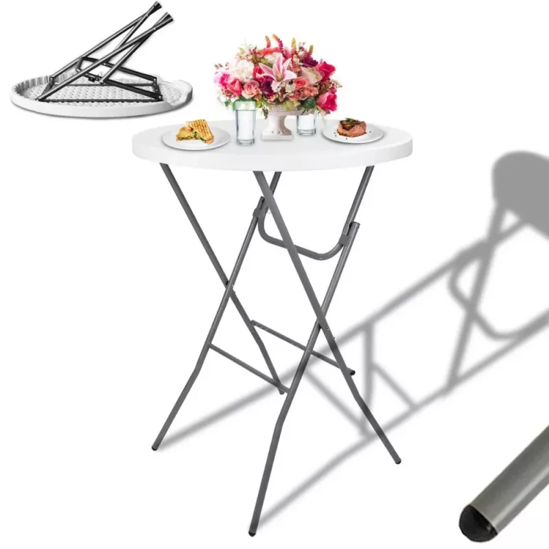 LEAN Klaptafel met vergrendeling catering banket rond wit 80x73cm