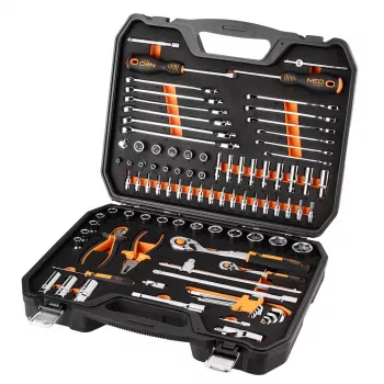 NEO TOOLS Dopsleutelset 1/2, 1/4, 95 stuks, CrV, EVA-schuim