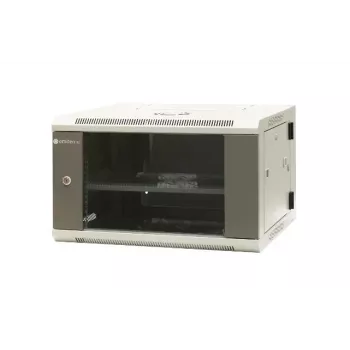 EMITER EM/AH6506 19 inch 6U wandmontage-netwerkkast, geharde glazen deur, 600×550×370 mm, zwart