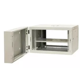 EMITER EM/AH6506 19 inch 6U wandmontage-netwerkkast, geharde glazen deur, 600×550×370 mm, zwart