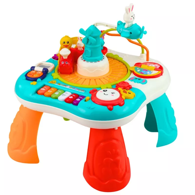 LEAN TOYS Leertafel interactief muziekpaneel piano 2 in 1 turquoise