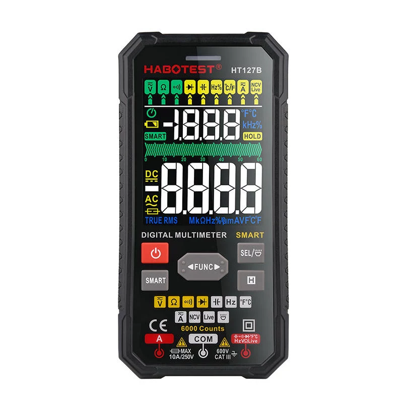 Habotest HT127B digitale universele multimeter True RMS 6000 counts auto-ranging met NCV en temperatuur
