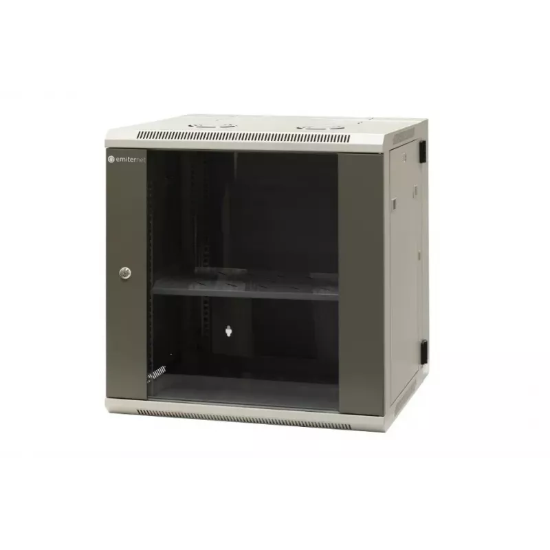 EMITER EM/AH6512 12U wandmontage netwerkkast, 600×550×635 mm, glazen deur