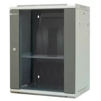 EMITERNET EM/AP6415 15U wandmontage netwerkkast met gehard glazen deur, 600x450x770 mm, zwart