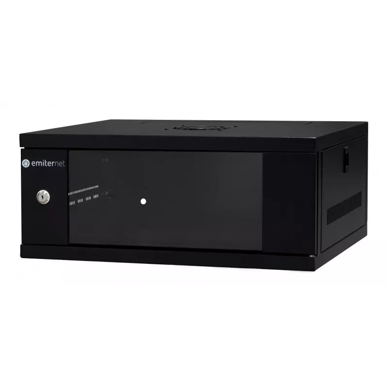 EMITER EM/SH02B5404-08 wandmontage netwerkkast 19 inch 4U 550x450x230 mm glazen deur